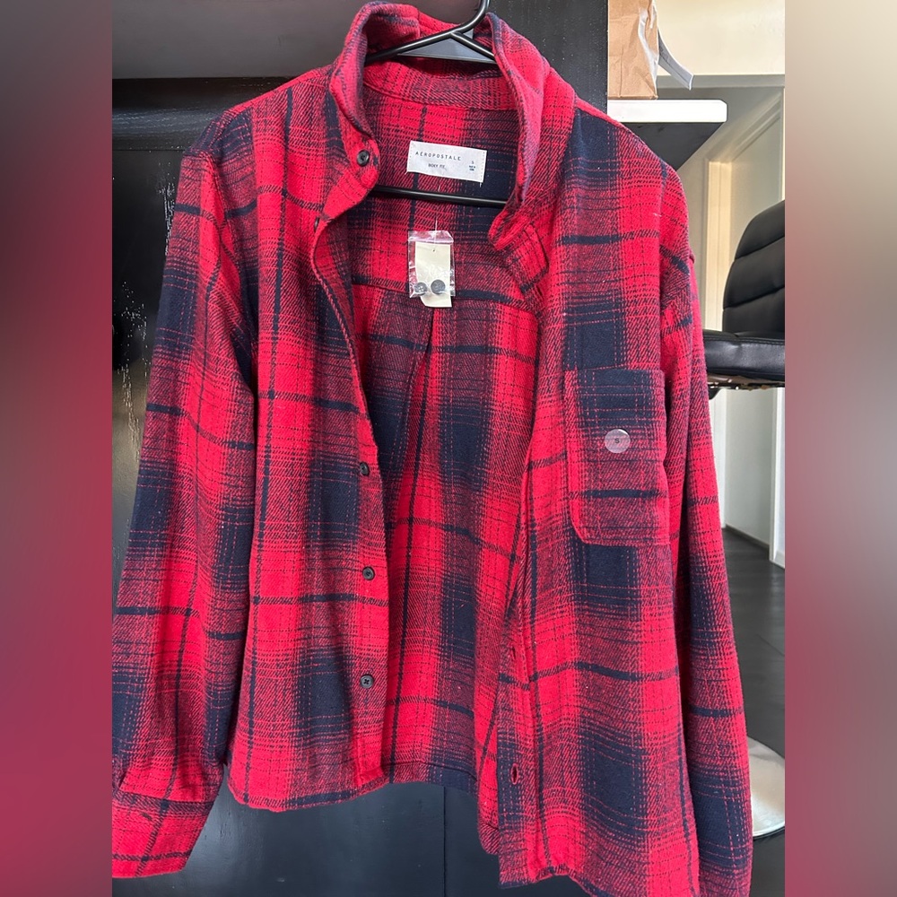 Aeropostale Red and Black Plaid Jacket